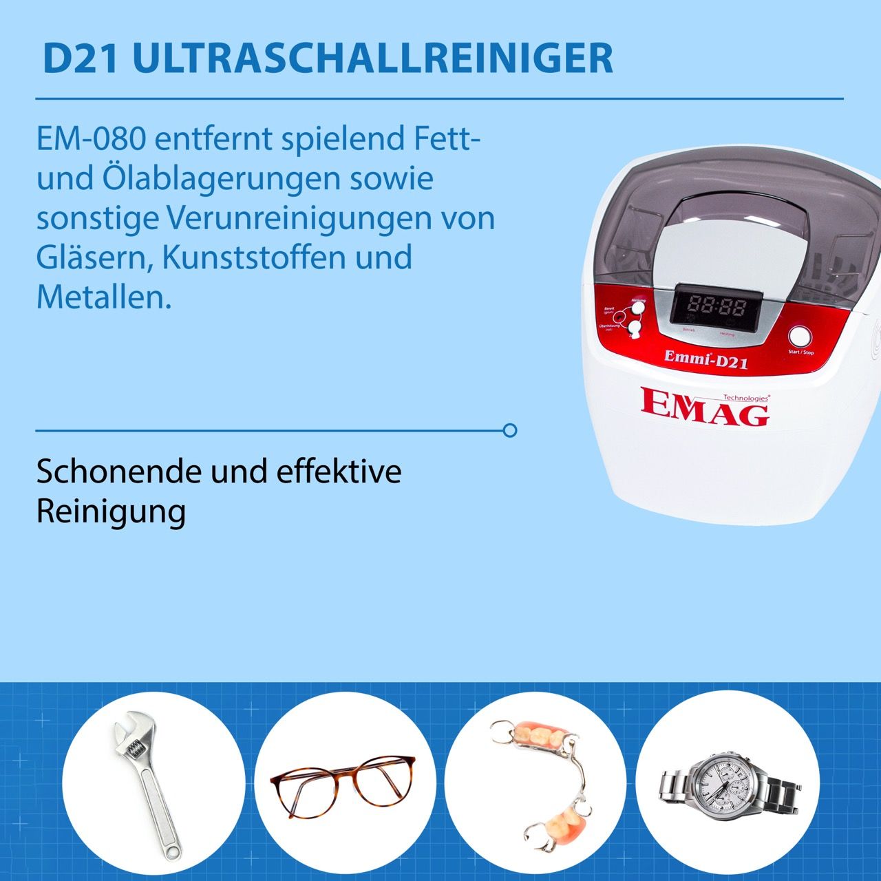 D21 ultrasonic cleaner with stainless steel tank 