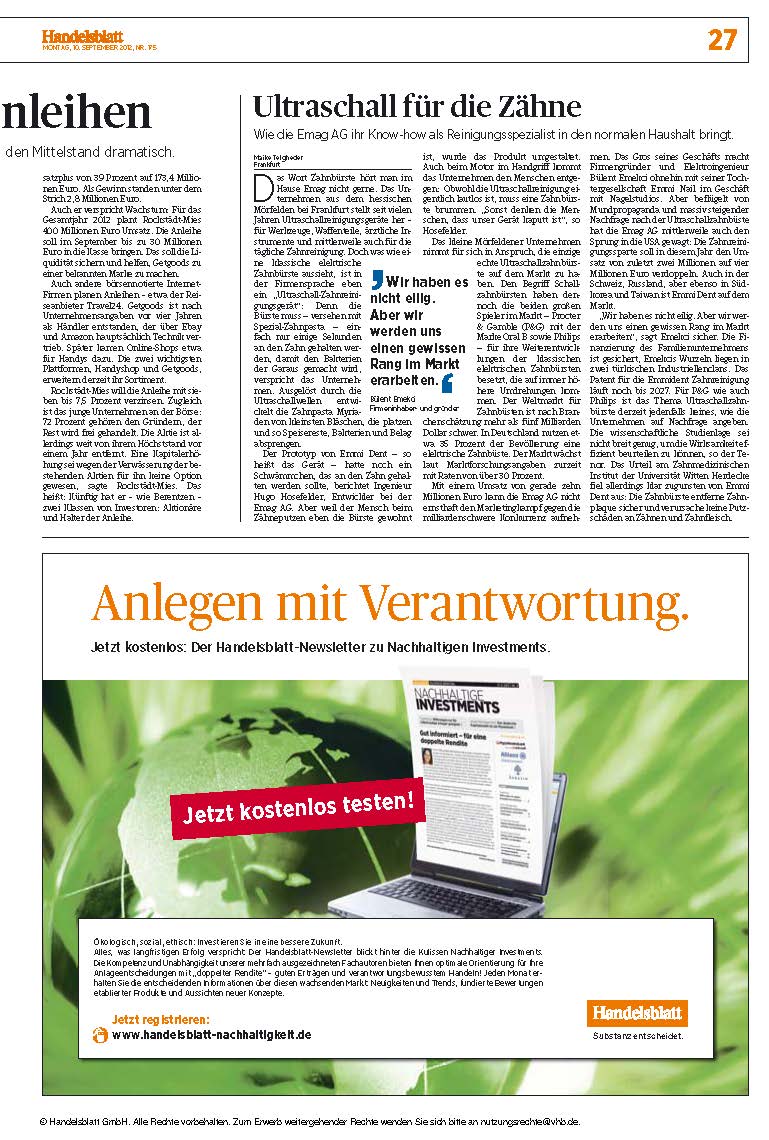 Handelsblatt Januar 2013